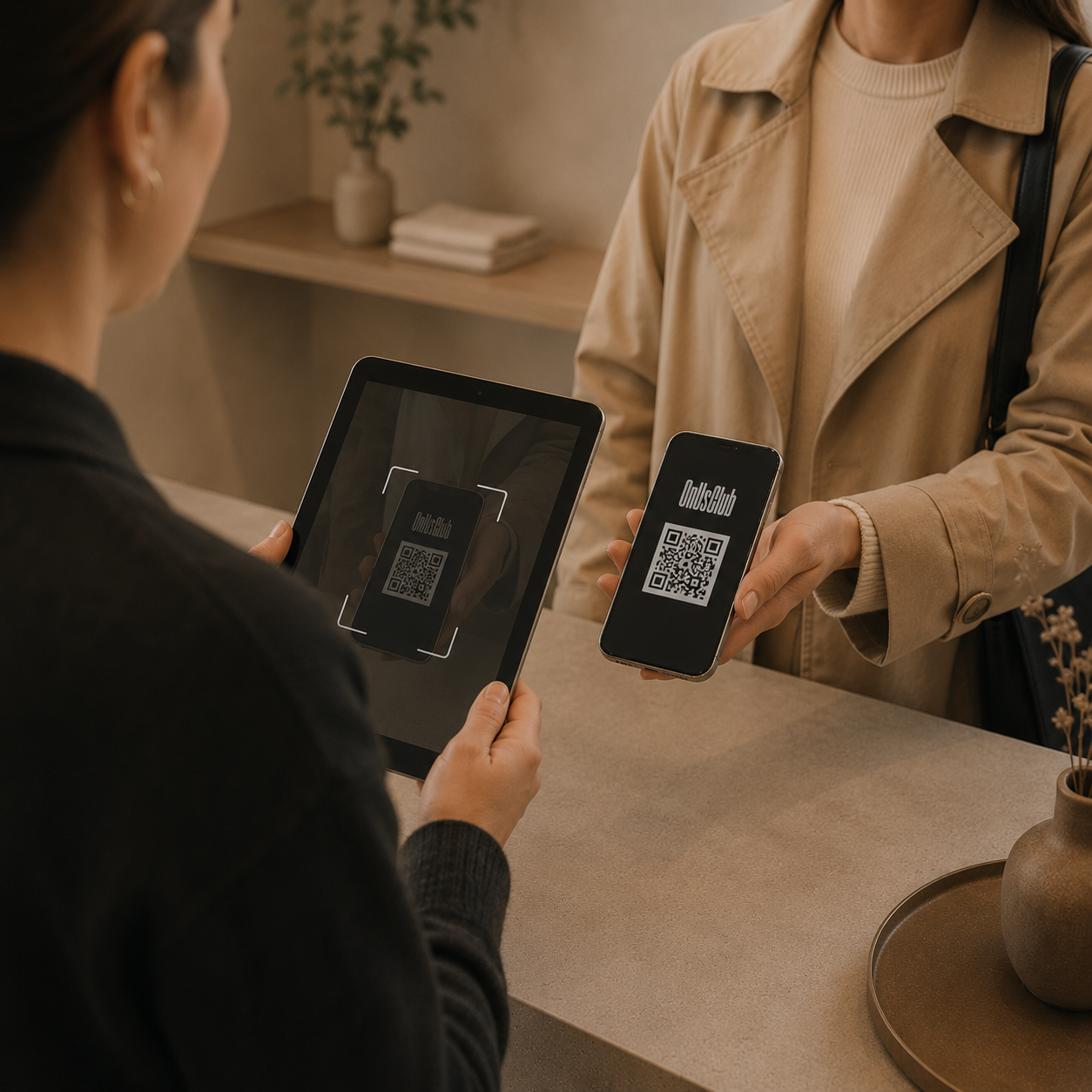 Staff scanning a wallet pass at counter