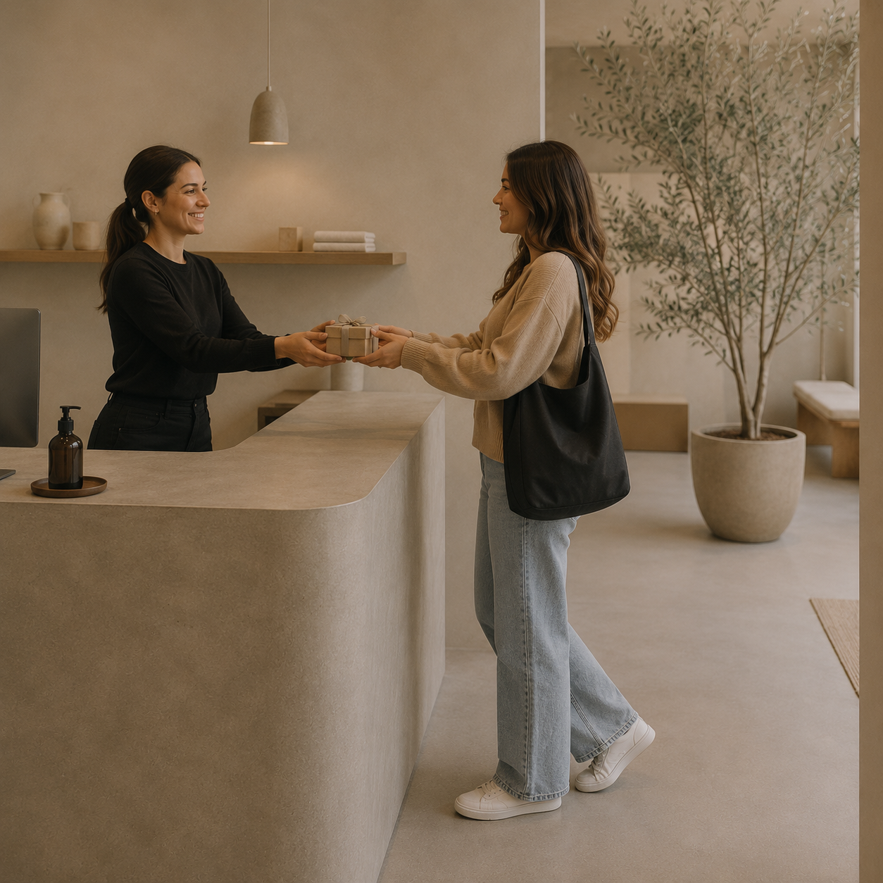 Customer receiving a loyalty reward